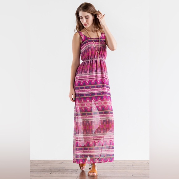 ⚡️Last Days! Francesca's Blue Rain Maxi Dress L - Picture 1 of 12